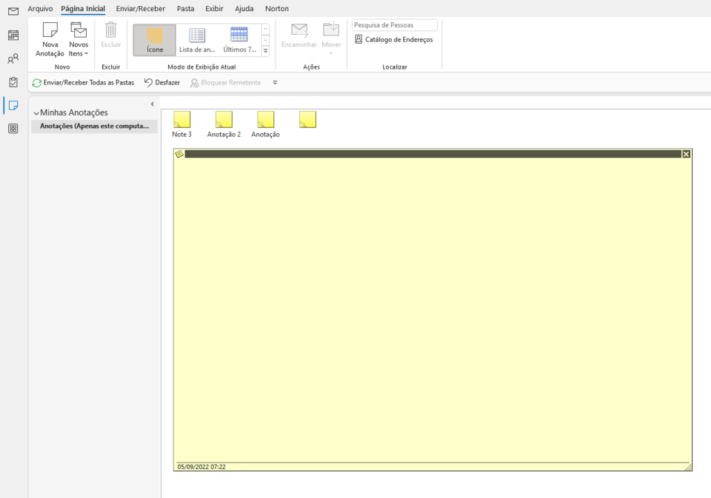 ANOTAÇÕES DO MICROSOFT OUTLOOK