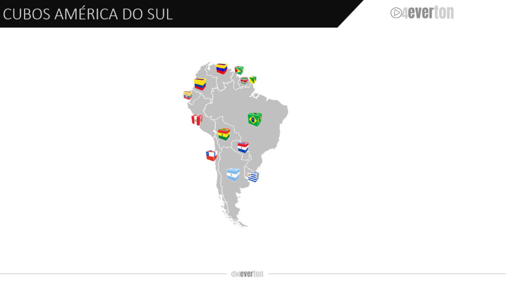 Mapa américa do sul - CUBOS COM BANDEIRAS AMÉRICA DO SUL NO POWERPOINT